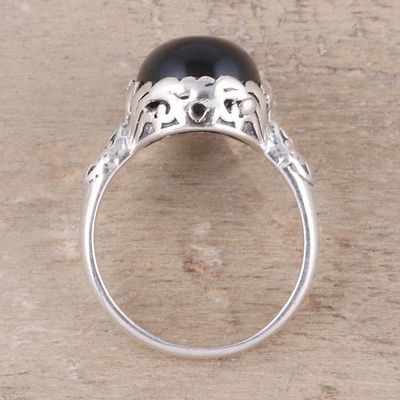 Alternate image for Oval Onyx Cocktail Ring in Black from India Glamorous Beauty in Black
