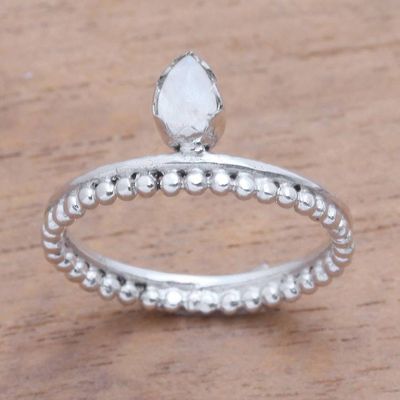 Primary image for Dot Motif Moonstone Band Ring Crafted in Bali Lovely Serenity