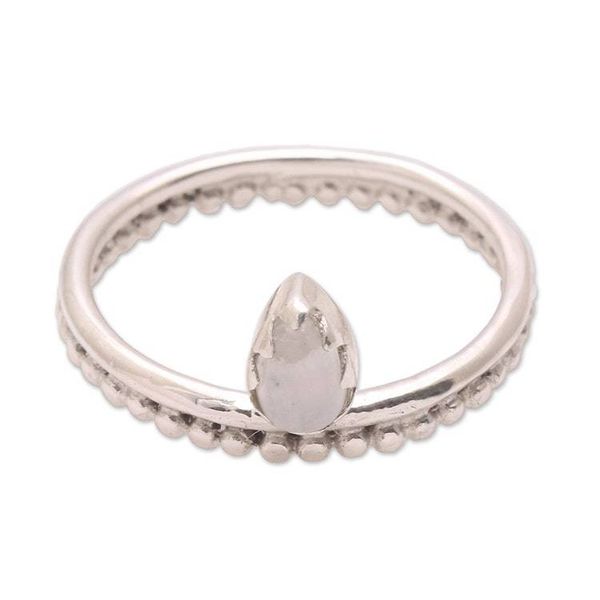 Alternate image for Dot Motif Moonstone Band Ring Crafted in Bali Lovely Serenity