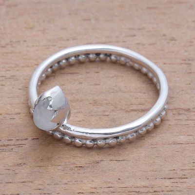 Alternate image for Dot Motif Moonstone Band Ring Crafted in Bali Lovely Serenity