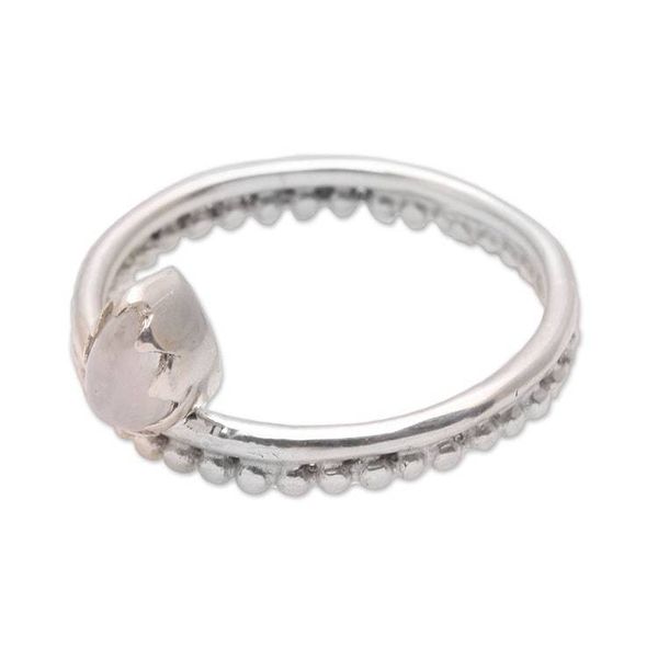 Alternate image for Dot Motif Moonstone Band Ring Crafted in Bali Lovely Serenity