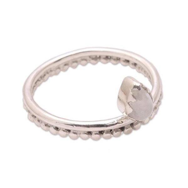 Alternate image for Dot Motif Moonstone Band Ring Crafted in Bali Lovely Serenity