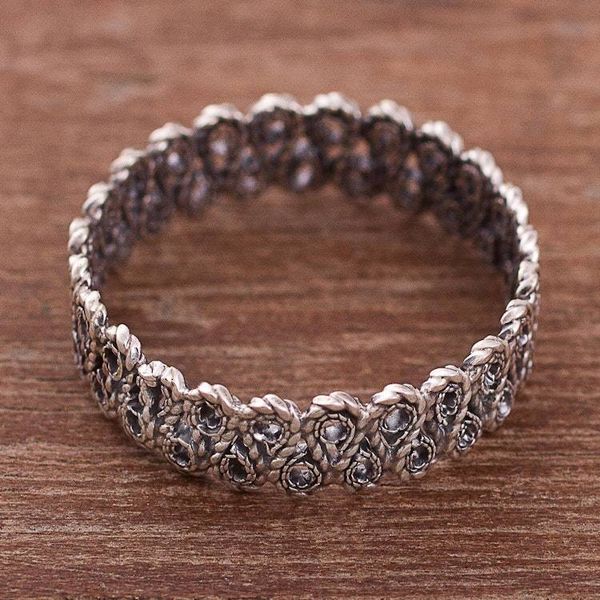 Alternate image for Spiral Pattern Sterling Silver Band Ring from Peru Spiral Power