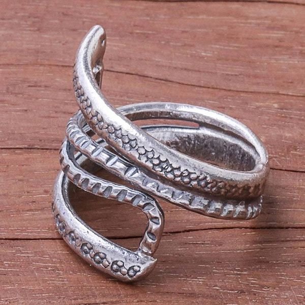 Alternate image for Oxidized Karen Silver Wrap ring from Thailand Oxidized Snake Path