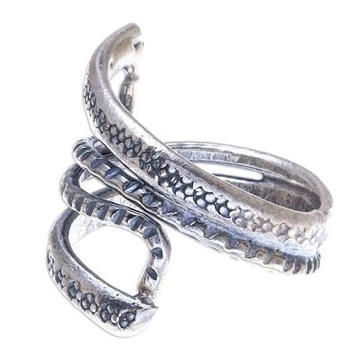 Alternate image for Oxidized Karen Silver Wrap ring from Thailand Oxidized Snake Path