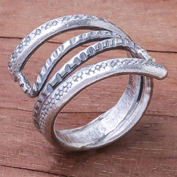 Alternate image for Oxidized Karen Silver Wrap ring from Thailand Oxidized Snake Path