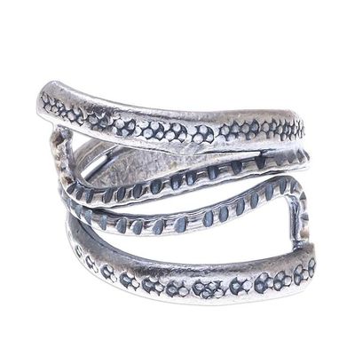 Alternate image for Oxidized Karen Silver Wrap ring from Thailand Oxidized Snake Path