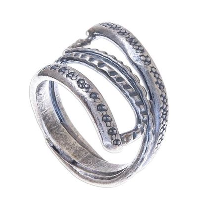 Alternate image for Oxidized Karen Silver Wrap ring from Thailand Oxidized Snake Path