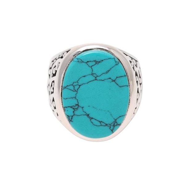 Alternate image for Mens Sterling Silver and Oval Recon. Turquoise Ring Turquoise Vibe