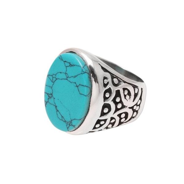 Alternate image for Mens Sterling Silver and Oval Recon. Turquoise Ring Turquoise Vibe