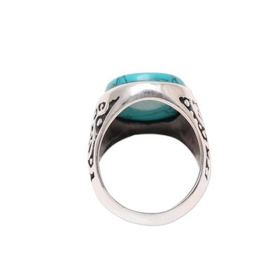 Alternate image for Mens Sterling Silver and Oval Recon. Turquoise Ring Turquoise Vibe