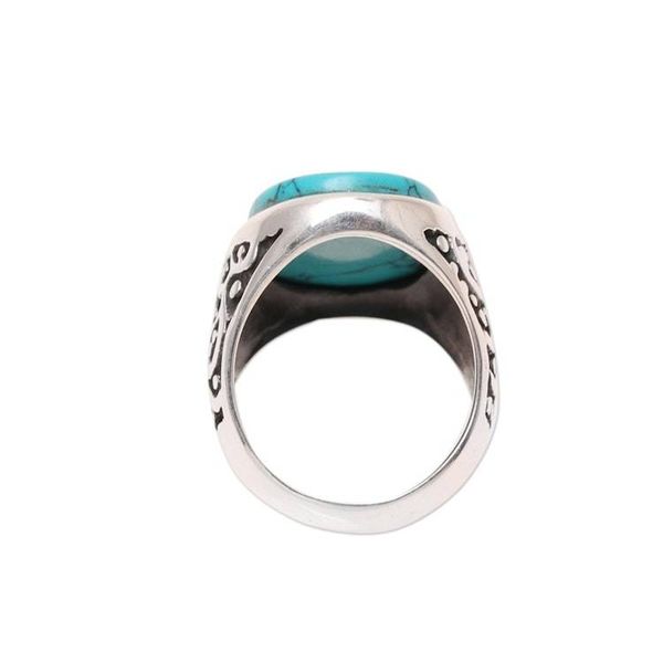Alternate image for Mens Sterling Silver and Oval Recon. Turquoise Ring Turquoise Vibe