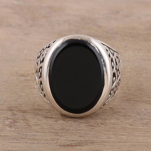 Alternate image for Handcrafted Sterling Silver and Onyx Mens Ring from India Magical Vibes