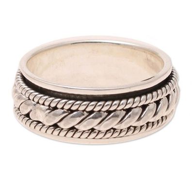 Alternate image for Rope Pattern Sterling Silver Spinner Ring from India Shiny Rope