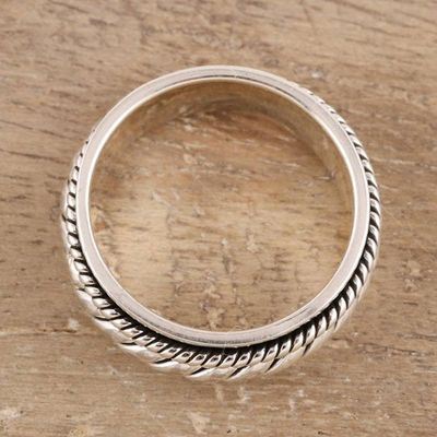 Alternate image for Rope Pattern Sterling Silver Spinner Ring from India Shiny Rope