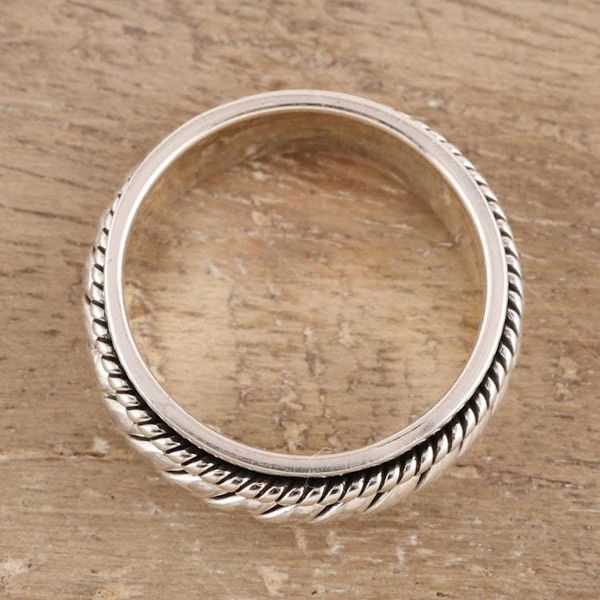 Alternate image for Rope Pattern Sterling Silver Spinner Ring from India Shiny Rope