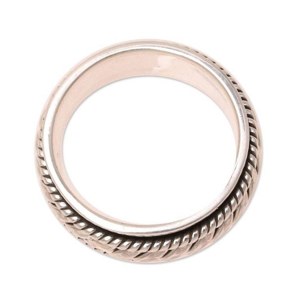 Alternate image for Rope Pattern Sterling Silver Spinner Ring from India Shiny Rope