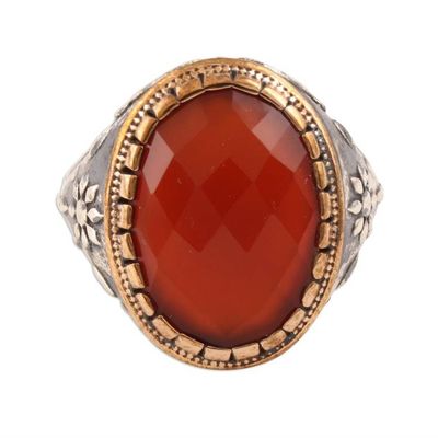 Alternate image for 14-Carat Red-Orange Onyx Single-Stone Ring from India Glistening Fire