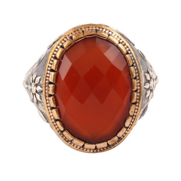 Alternate image for 14-Carat Red-Orange Onyx Single-Stone Ring from India Glistening Fire