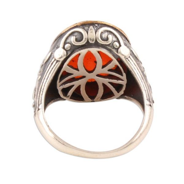 Alternate image for 14-Carat Red-Orange Onyx Single-Stone Ring from India Glistening Fire