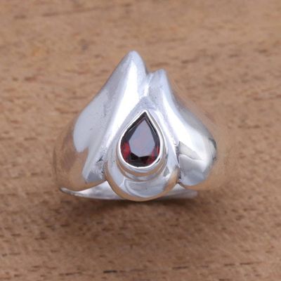 Primary image for Lotus Flower Garnet Cocktail Ring from Bali Lotus Glisten