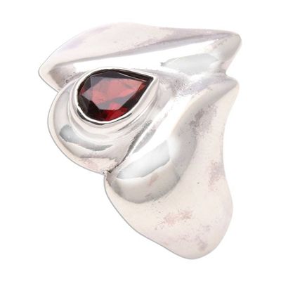 Alternate image for Lotus Flower Garnet Cocktail Ring from Bali Lotus Glisten