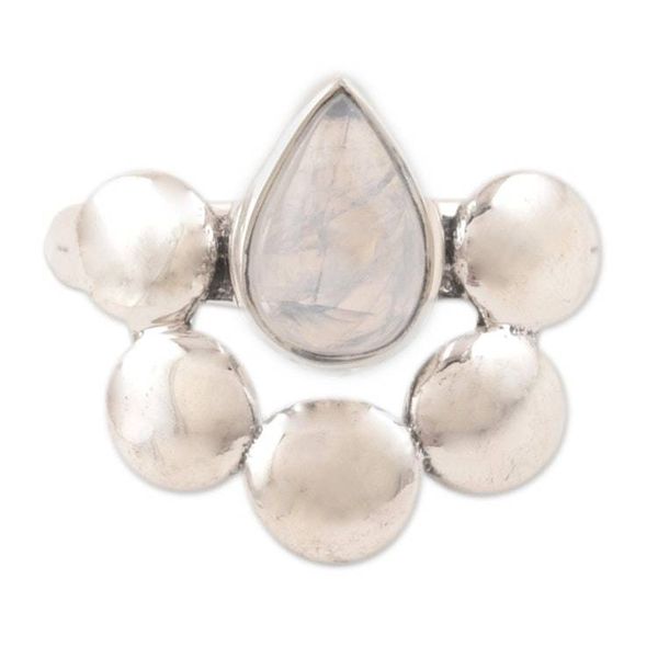 Alternate image for Teardrop Rainbow Moonstone Cocktail Ring from India Misty Bubbles