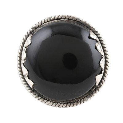 Alternate image for Unique Sterling Silver and Onyx Cocktail Ring Mountain Range