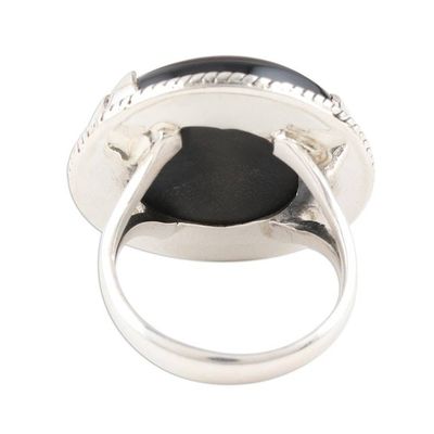 Alternate image for Unique Sterling Silver and Onyx Cocktail Ring Mountain Range
