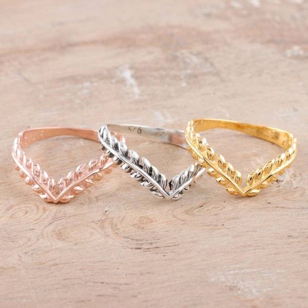 Alternate image for Gold Plated Sterling Silver Ring Trio with Leafy Crown Motif Leafy Crown