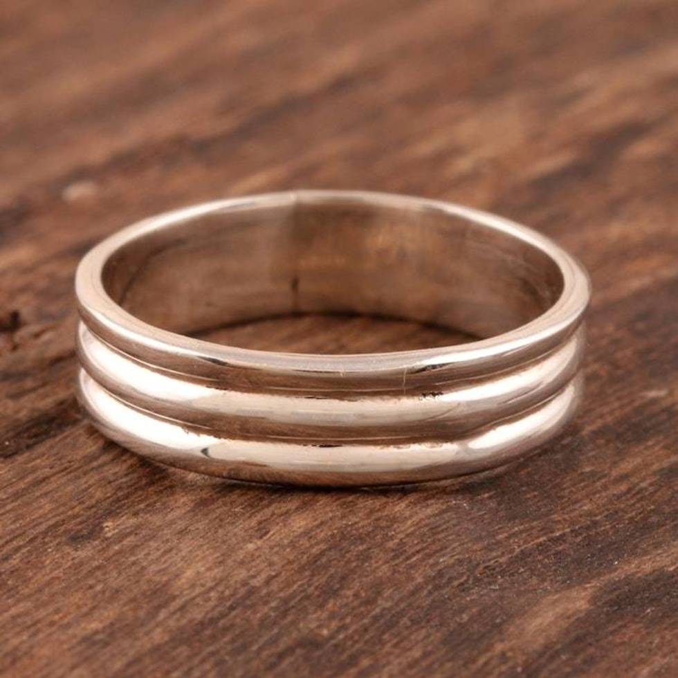 Versatile Polished Sterling Silver Band Ring 'Shimla Shine'