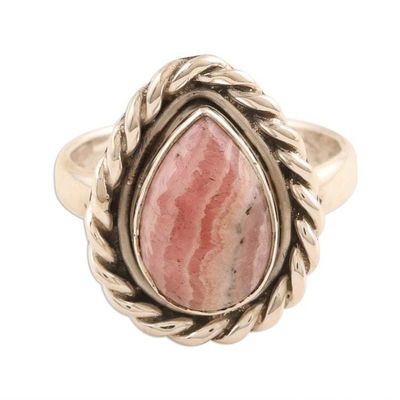 Alternate image for Pear-Shaped Rhodochrosite Cocktail Ring Minimalist Drop
