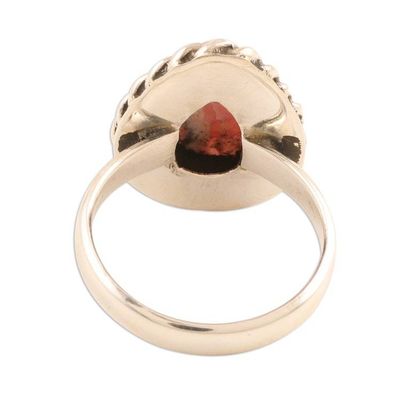 Alternate image for Pear-Shaped Rhodochrosite Cocktail Ring Minimalist Drop