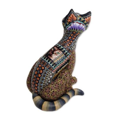 Alternate image for Handcrafted Polymer Clay Sculpture of a Cat from Bali Decorative Cat