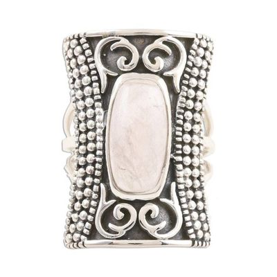 Alternate image for Oblong Rose Quartz Sterling Silver Cocktail Ring Royal Oblong in Pink