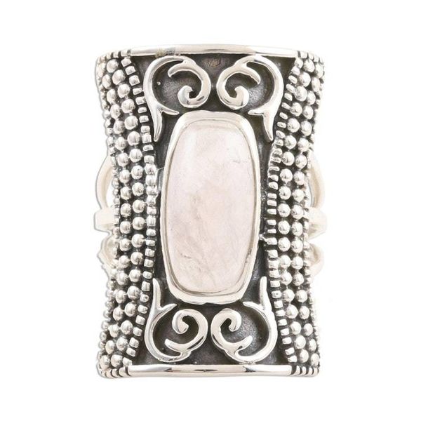 Alternate image for Oblong Rose Quartz Sterling Silver Cocktail Ring Royal Oblong in Pink
