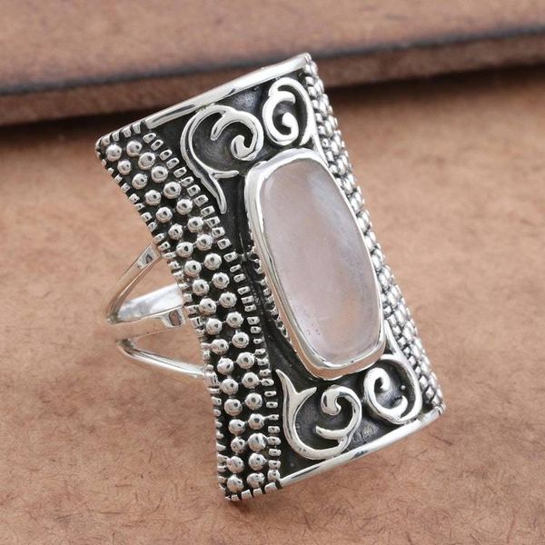 Alternate image for Oblong Rose Quartz Sterling Silver Cocktail Ring Royal Oblong in Pink