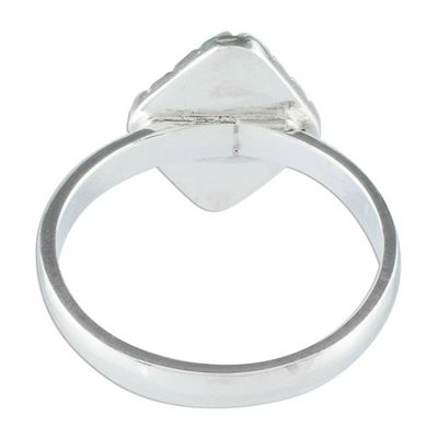 Alternate image for Sterling Silver Ring with an Apple Green Jade Diamond Dark Green Diamond