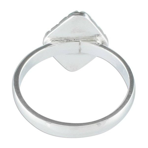Alternate image for Sterling Silver Ring with an Apple Green Jade Diamond Dark Green Diamond