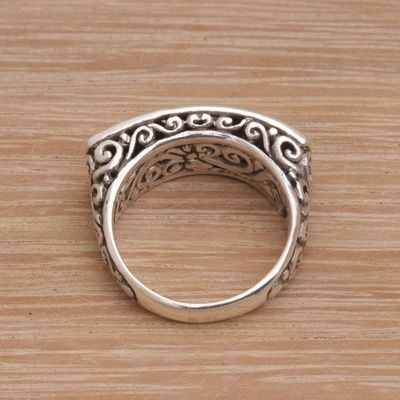 Alternate image for Sterling Silver Scrollwork Motif Cocktail Ring Ancient Signet