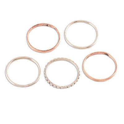 Alternate image for Sterling Silver and Copper Stacking Rings Set of 5 Elegant Five
