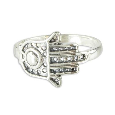Alternate image for Sterling Silver Heart Hamsa Hand of Fatima Ring Fatimas Hand