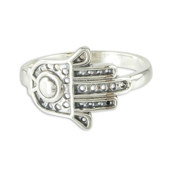 Alternate image for Sterling Silver Heart Hamsa Hand of Fatima Ring Fatimas Hand