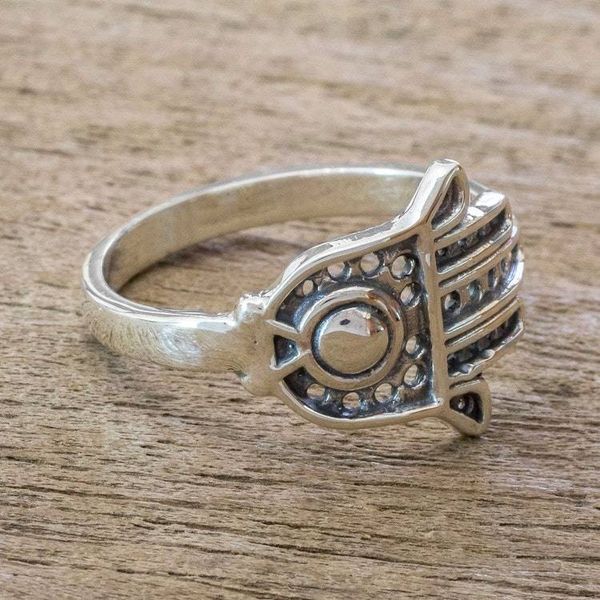Alternate image for Sterling Silver Heart Hamsa Hand of Fatima Ring Fatimas Hand