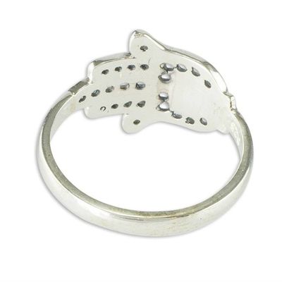 Alternate image for Sterling Silver Heart Hamsa Hand of Fatima Ring Fatimas Hand