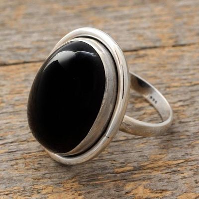 Primary image for Fair Trade Sterling Silver and Onyx Cocktail Ring Universe