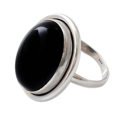 Alternate image for Fair Trade Sterling Silver and Onyx Cocktail Ring Universe