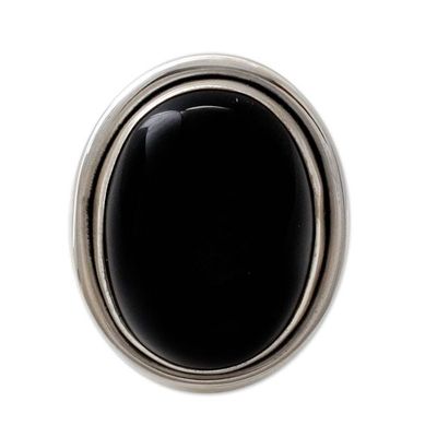 Alternate image for Fair Trade Sterling Silver and Onyx Cocktail Ring Universe