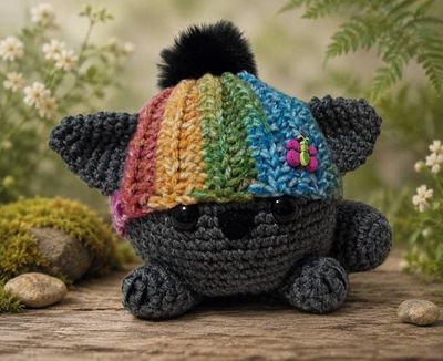 Alternate image for Amigurumi Gray Fat Cat in Rainbow