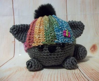 Alternate image for Amigurumi Gray Fat Cat in Rainbow